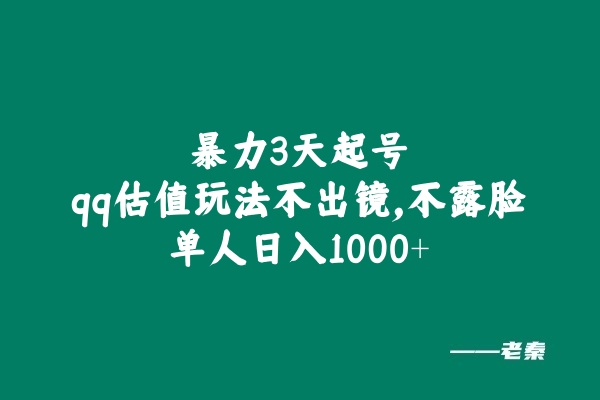 全新暴力3天起号qq估值玩法,不出镜,不露脸,单人日入1000+-润格副业网-每天分享热门副业赚钱项目