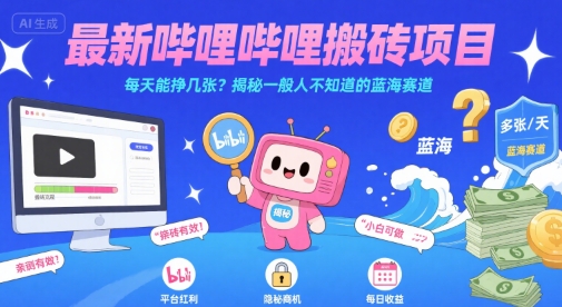 最新哔哩哔哩上B站搬砖项目,每天能挣几张?揭秘一般人不知道的蓝海赛道-润格副业网-每天分享热门副业赚钱项目