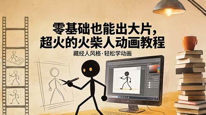 （17464期）零基础也能出大片，超火的火柴人动画教程（藏经人风格）-润格副业网-每天分享热门副业赚钱项目