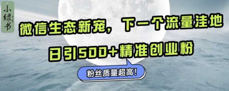 微信生态新宠小绿书：下一个流量洼地，日引500+精准创业粉，粉丝质量超高-润格副业网-每天分享热门副业赚钱项目