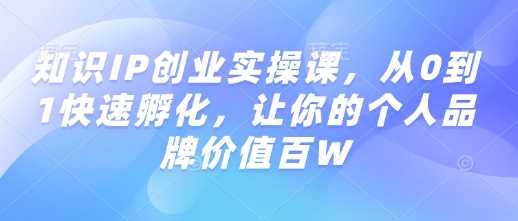 知识IP创业实操课,从0到1快速孵化,让你的个人品牌价值百W-润格副业网-每天分享热门副业赚钱项目
