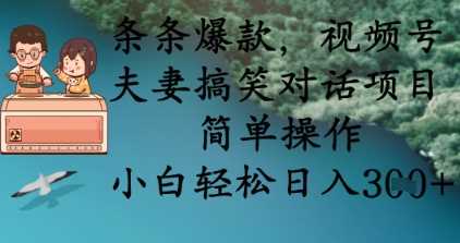 条条爆款，视频号夫妻搞笑对话项目，简单操作，小白轻松日入3张+-润格副业网-每天分享热门副业赚钱项目