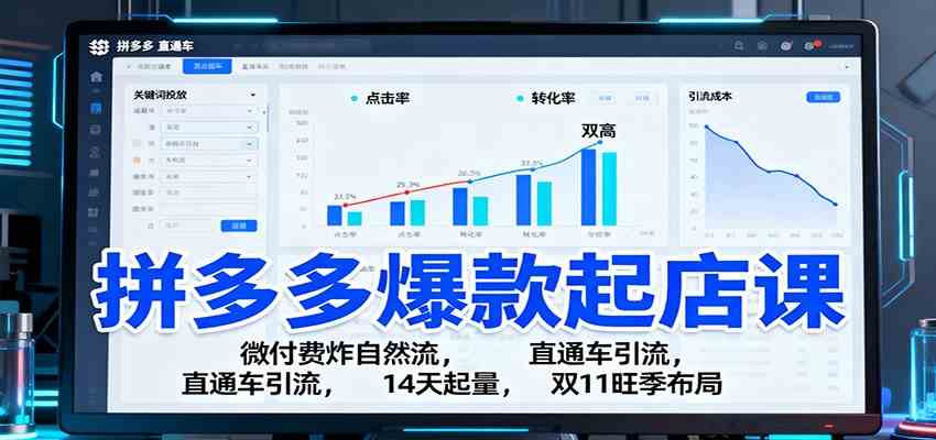 拼多多爆款起店课：微付费炸自然流，直通车引流，14天起量，双11旺季布局-润格副业网-每天分享热门副业赚钱项目