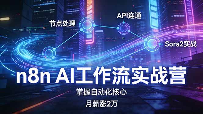 (17458期)n8n AI工作流实战营,节点处理+API连通+Sora2实战,掌握自动化核心月薪涨2万-润格副业网-每天分享热门副业赚钱项目