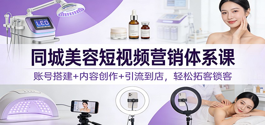 同城美容短视频营销体系课：账号搭建+内容创作+引流到店，轻松拓客锁客-润格副业网-每天分享热门副业赚钱项目