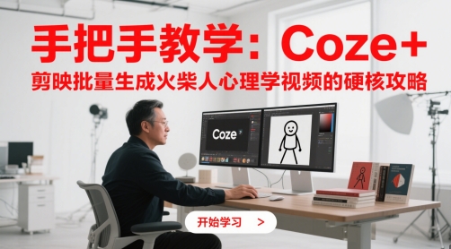 手把手教学：Coze + 剪映批量生成火柴人心理学视频的硬核攻略-润格副业网-每天分享热门副业赚钱项目