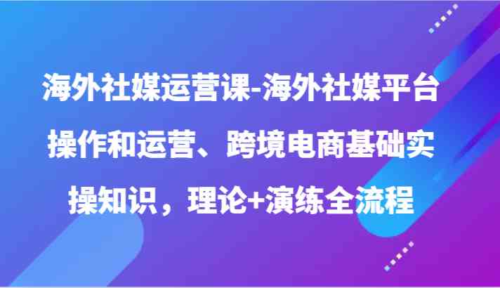 海外社媒运营课-海外社媒平台操作和运营、跨境电商基础实操知识，理论+演练全流程-润格副业网-每天分享热门副业赚钱项目
