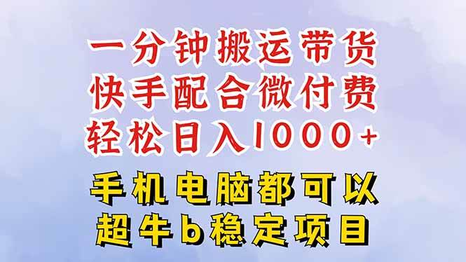 （16285期）快手黑科技一分钟搬运带货，一刀不剪过原创，微付费投流玩法，轻松日入…-润格副业网-每天分享热门副业赚钱项目