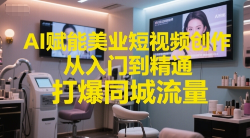 AI赋能美业短视频创作,从入门到精通,打爆同城流量,超级AI工具短视频实操落地-润格副业网-每天分享热门副业赚钱项目