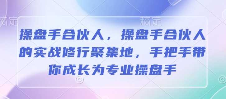 操盘手合伙人，操盘手合伙人的实战修行聚集地，手把手带你成长为专业操盘手-润格副业网-每天分享热门副业赚钱项目