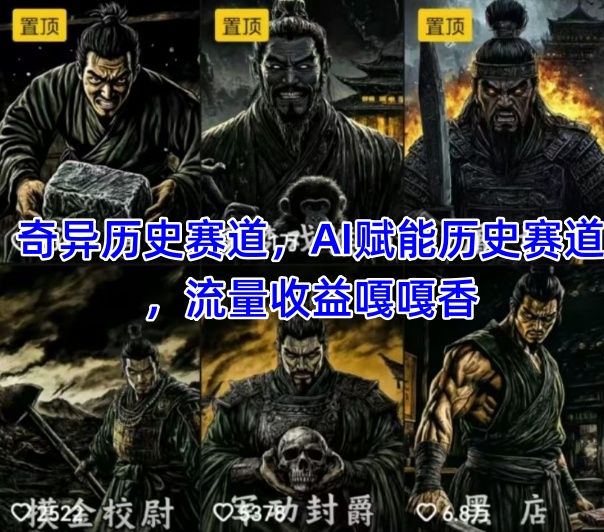 抖音奇异历史赛道,AI赋能历史赛道,流量收益嘎嘎香,狂撸伙伴计划-润格副业网-每天分享热门副业赚钱项目