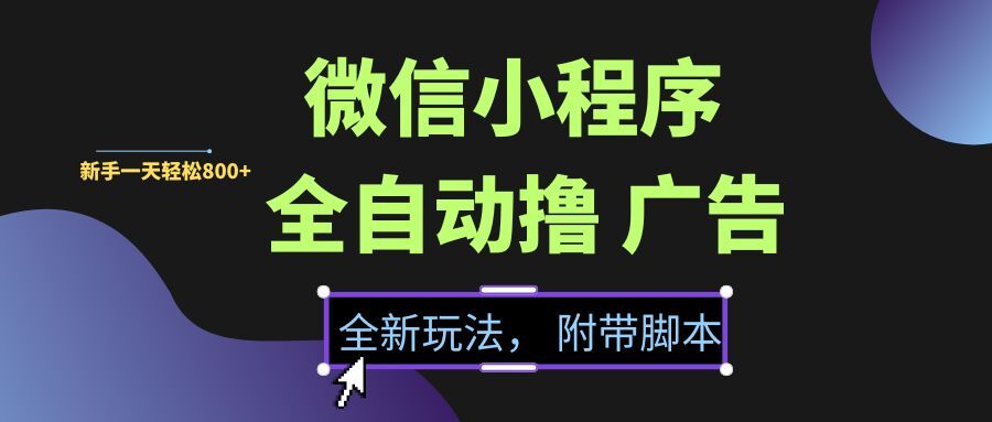 （15134期）微信小程序挂机撸广告，全新玩法，新手一天轻松800+【附带脚本】-润格副业网-每天分享热门副业赚钱项目