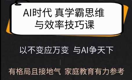 Ai时代真学霸思维与学习方法课，有格局且接地气，家庭教育有力参考-润格副业网-每天分享热门副业赚钱项目