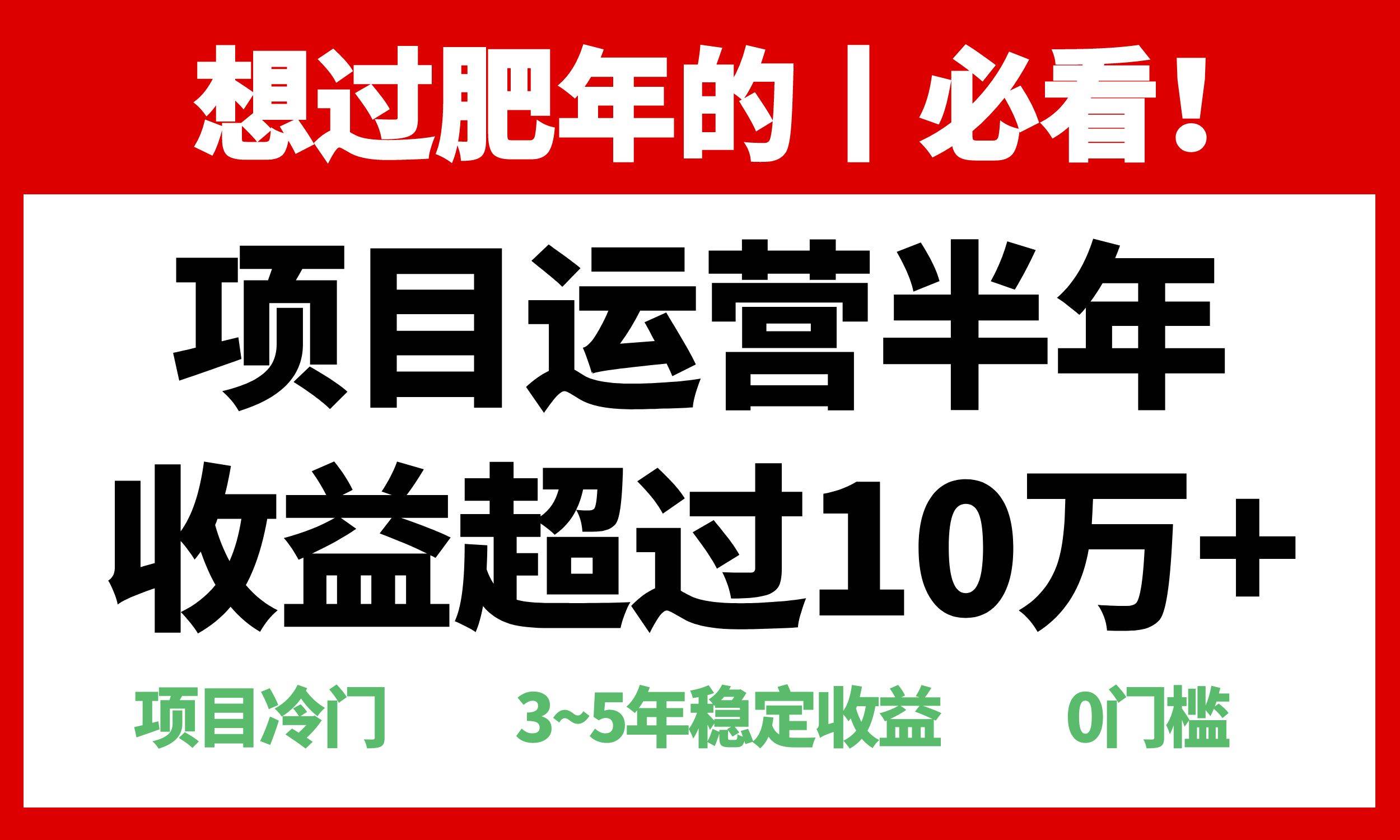 (13663期)年前过肥年的必看的超冷门项目,半年收益超过10万+,-润格副业网-每天分享热门副业赚钱项目