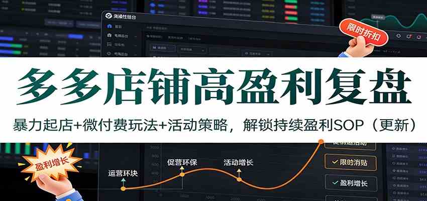 多多店铺高盈利复盘:暴力起店+微付费玩法+活动策略,解锁持续盈利SOP(更新)-润格副业网-每天分享热门副业赚钱项目