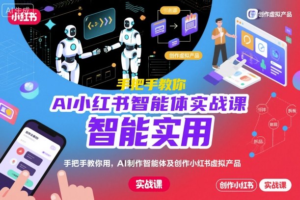 AI小红书智能体实战课，手把手教你用AI制作智能体及创作小红书虚拟产品，提效+内容商业化-润格副业网-每天分享热门副业赚钱项目