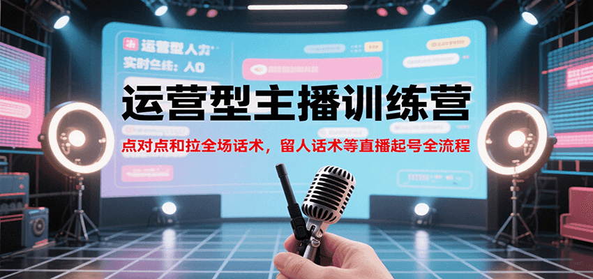 运营型主播训练营，点对点和拉全场话术，留人话术等直播起号全流程（更新7月）-润格副业网-每天分享热门副业赚钱项目