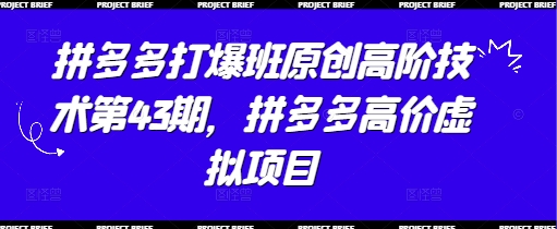 拼多多打爆班原创高阶技术第43期,拼多多高价虚拟项目-润格副业网-每天分享热门副业赚钱项目