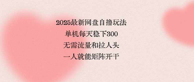 (15831期)2025最新网盘自撸玩法,单机每天稳下3张,无需流量和拉人头,一个人就…-润格副业网-每天分享热门副业赚钱项目