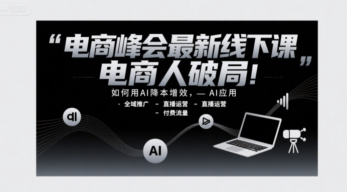 电商峰会最新线下课,电商人破局,如何用AI降本增效,AI应用-全域推广-直播运营-付费流量-润格副业网-每天分享热门副业赚钱项目