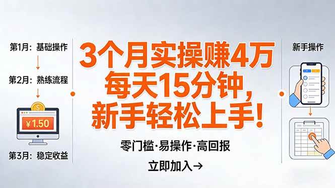 （17748期）我3 个月实操赚了 4 万 ，每天操作15分钟，新手也能轻松上手！-润格副业网-每天分享热门副业赚钱项目
