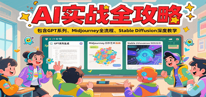 AI实战全攻略，包含GPT系列、Midjourney全流程、Stable Diffusion深度教学-润格副业网-每天分享热门副业赚钱项目
