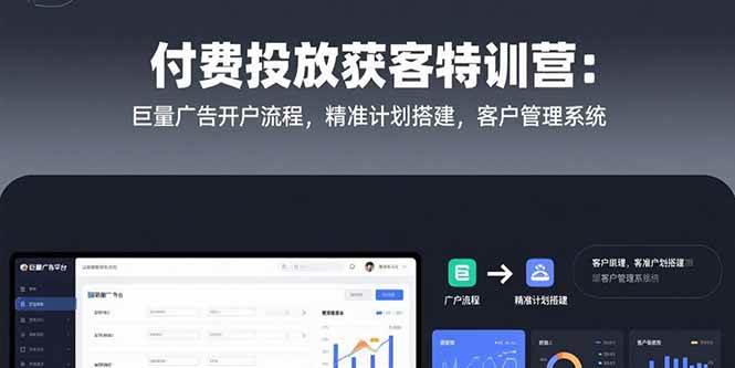 (15426期)付费投放获客特训营:巨量广告开户流程,精准计划搭建,客户管理系统-润格副业网-每天分享热门副业赚钱项目