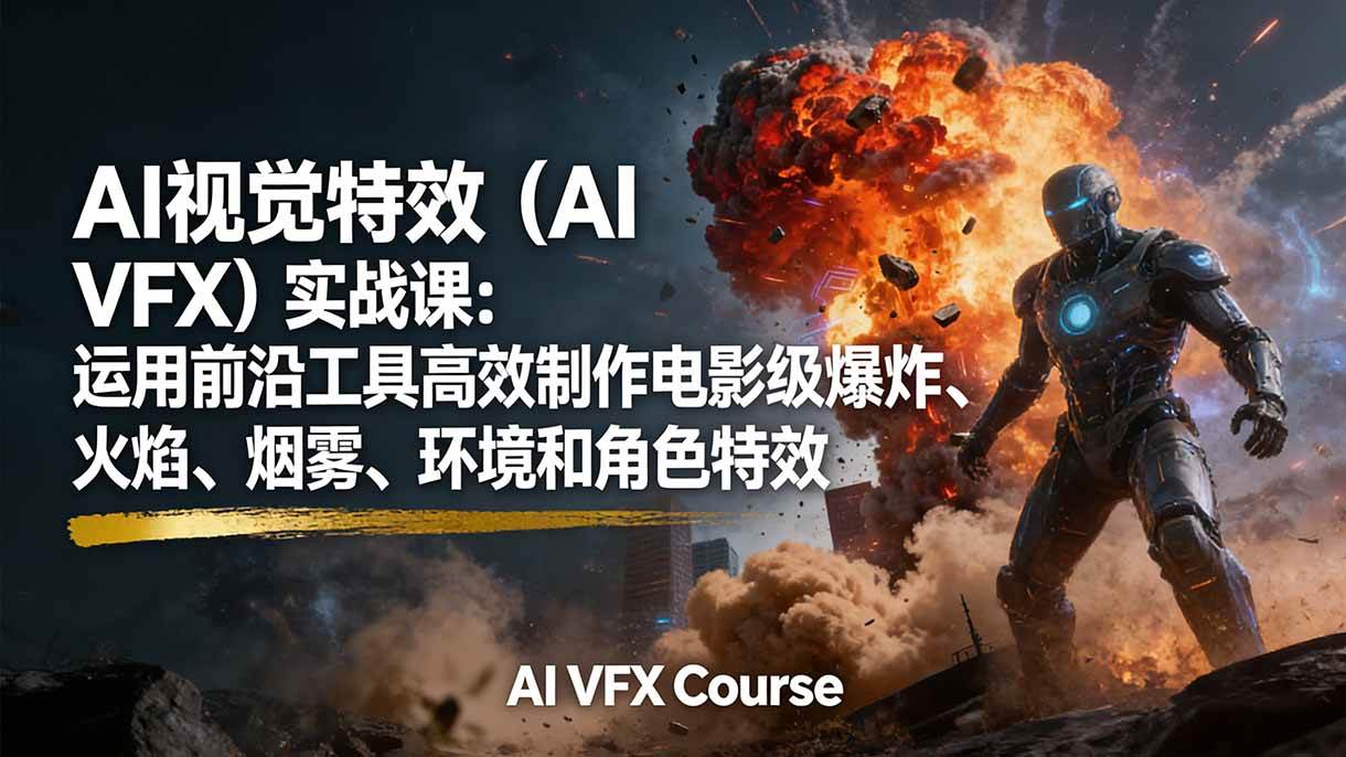 （17212期）AI视觉特效（AI VFX）实战课：运用前沿工具高效制作电影级爆炸、火焰、烟雾、环境和角色特效-润格副业网-每天分享热门副业赚钱项目
