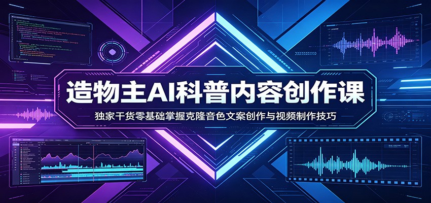 AI科普内容创作课：独家干货零基础掌握克隆音色文案创作与视频制作技巧-润格副业网-每天分享热门副业赚钱项目