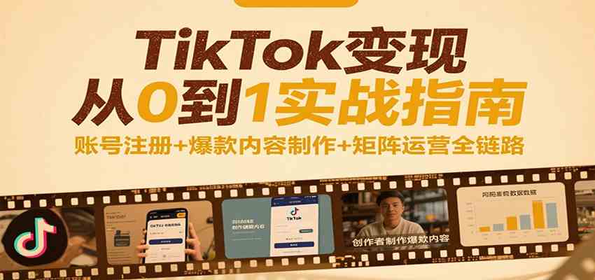 TikTok变现从0到1实战指南:账号注册+爆款内容制作+矩阵运营全链路-润格副业网-每天分享热门副业赚钱项目