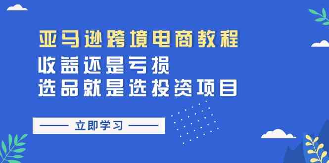 亚马逊跨境电商教程：收益还是亏损！选品就是选投资项目-润格副业网-每天分享热门副业赚钱项目