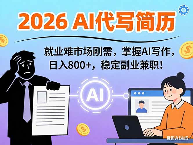 (17119期)AI代写简历,超暴利,用万能模板月入1-3万实战教程,2026年市场刚需! (17119期)AI代写简历,超暴利,用万能模板月入1-3万实战教程,2026年市场刚需!