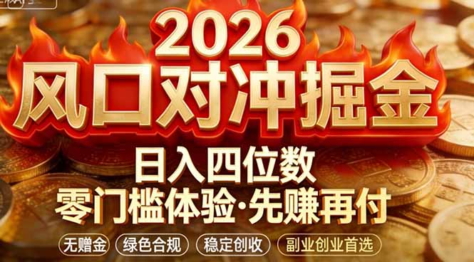 2026美金对冲套利，无赠金对冲策略保驾护航，低门槛易上手实操。单人单日收益2000+-润格副业网-每天分享热门副业赚钱项目