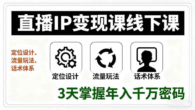 (16065期)直播IP变现课线下课,定位设计、流量玩法、话术体系,3天掌握年入千万密码-润格副业网-每天分享热门副业赚钱项目