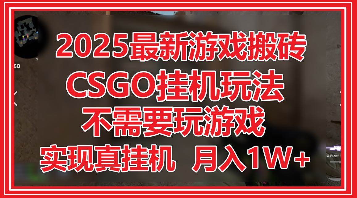 （14743期）2025最新游戏搬砖，CSGO挂机，不需要玩游戏，实现真挂机，月入1W+-润格副业网-每天分享热门副业赚钱项目
