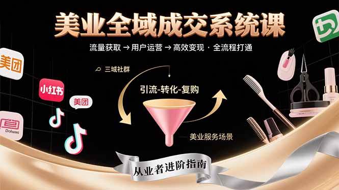 (15650期)美业全域成交系统课程:帮助美业从业者打通从流量获取到高效变现全流程-润格副业网-每天分享热门副业赚钱项目