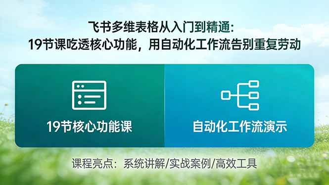 （17634期）飞书多维表格从入门到精通：19节课吃透核心功能，用自动化工作流告别重复劳动-润格副业网-每天分享热门副业赚钱项目