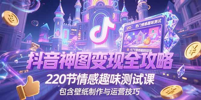 (15264期)抖音神图变现全攻略,220节情感趣味测试课,包含壁纸制作与运营技巧-润格副业网-每天分享热门副业赚钱项目