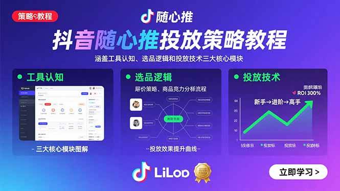 (15828期)抖音随心推投放策略教程:涵盖工具认知、选品逻辑和投放技术三大核心模块-润格副业网-每天分享热门副业赚钱项目