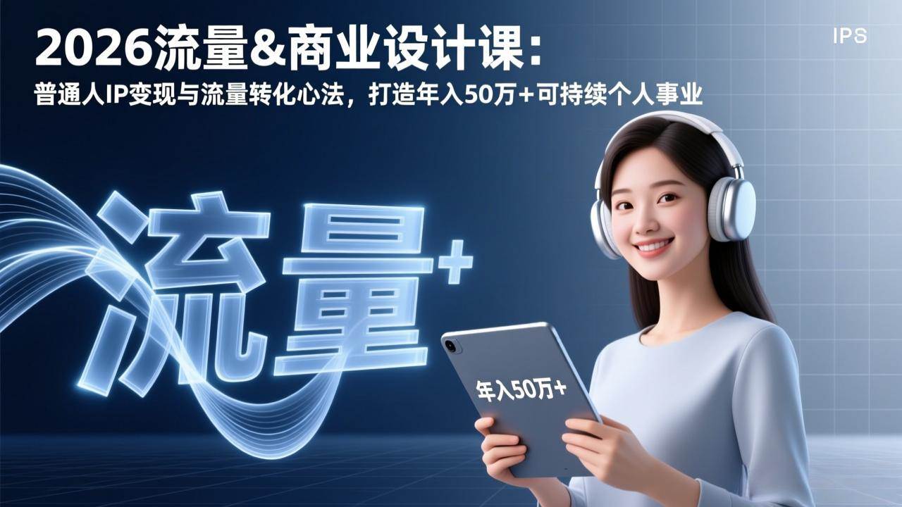 (17246期)2026流量&商业设计课:普通人IP变现与流量转化心法,打造年入50万+可持续个人事业-润格副业网-每天分享热门副业赚钱项目