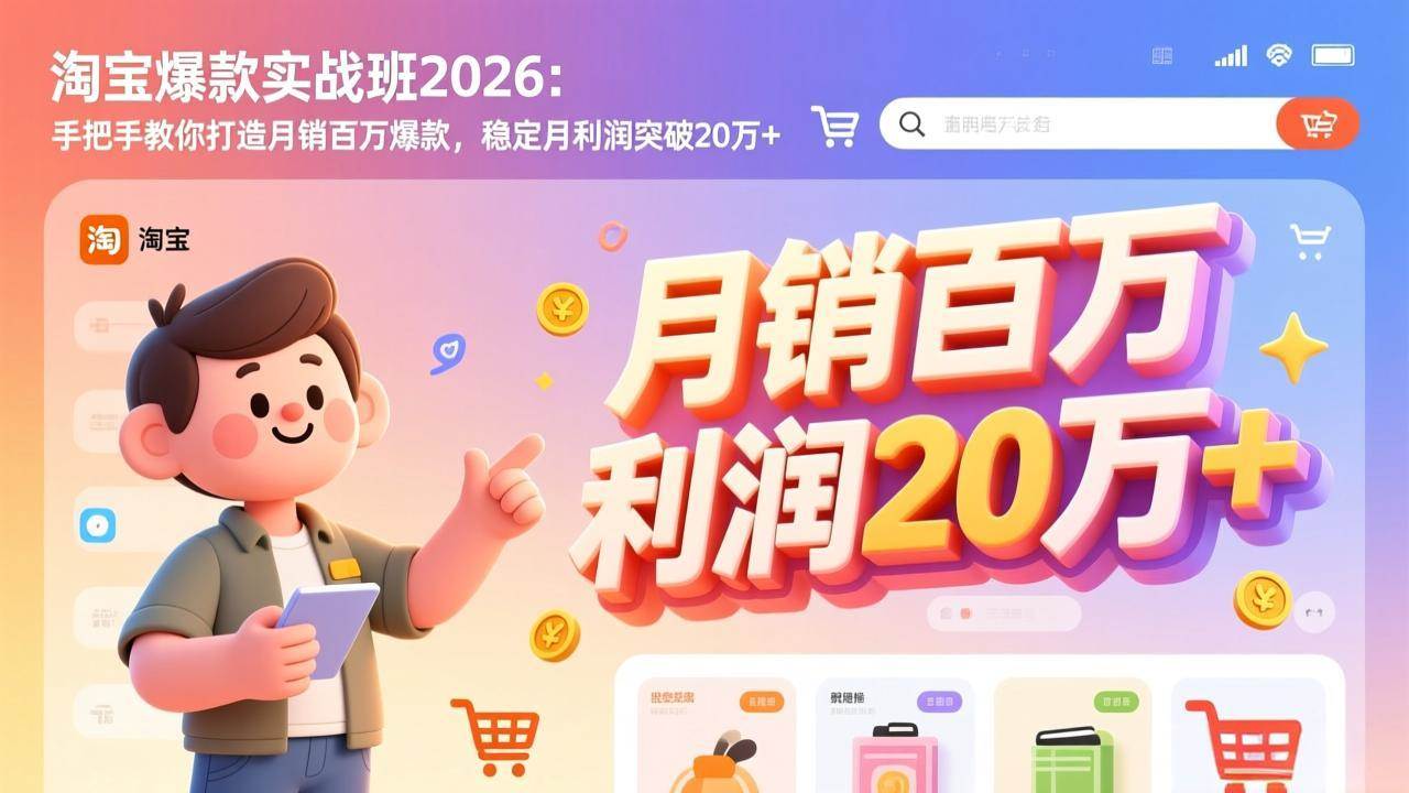 （17209期）淘宝爆款实战班2026：手把手教你打造月销百万爆款，稳定月利润突破20万+-润格副业网-每天分享热门副业赚钱项目