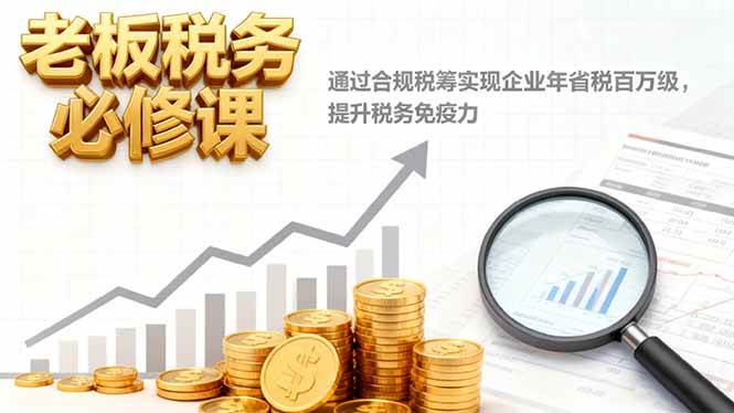 （16426期）老板税务必修课，通过合规税筹实现企业年省税百万级，提升税务免疫力-润格副业网-每天分享热门副业赚钱项目