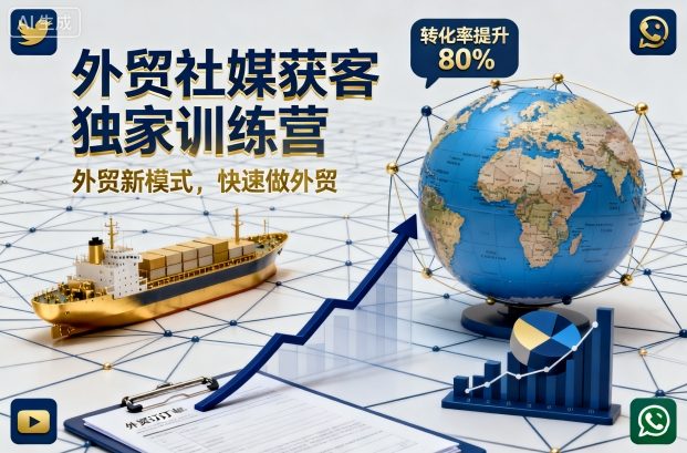 外贸社媒获客独家训练营，外贸新模式，快速做外贸-润格副业网-每天分享热门副业赚钱项目
