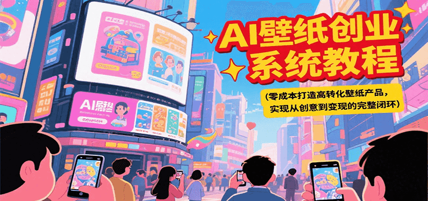AI壁纸创业系统教程，零成本打造高转化壁纸产品，实现从创意到变现的完整闭环-润格副业网-每天分享热门副业赚钱项目