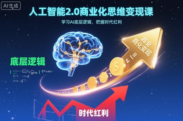 人工智能2.0商业化思维变现课，学习AI底层逻辑，把握时代红利-润格副业网-每天分享热门副业赚钱项目
