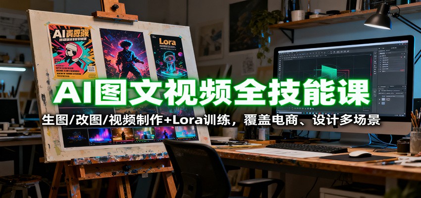 AI图文视频全技能课：生图/改图/视频制作+Lora训练，覆盖电商 、设计多场景-润格副业网-每天分享热门副业赚钱项目
