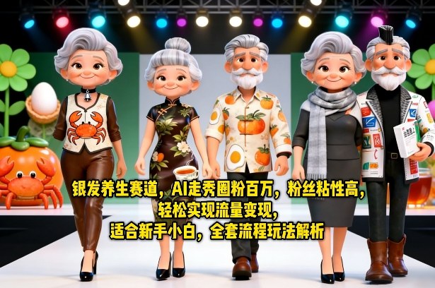 银发养生赛道，AI走秀圈粉百万，粉丝粘性高，轻松实现流量变现，适合新手小白，全套流程玩法解析-润格副业网-每天分享热门副业赚钱项目