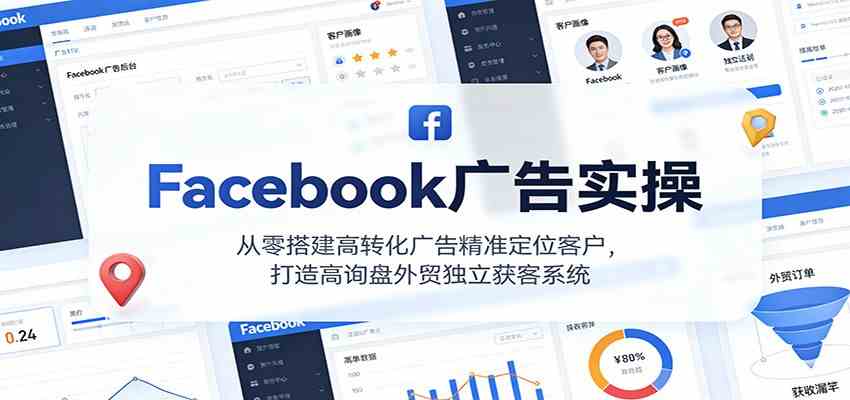 Facebook广告实操，从零搭建高转化广告精准定位客户，打造高询盘外贸独立获客系统-润格副业网-每天分享热门副业赚钱项目