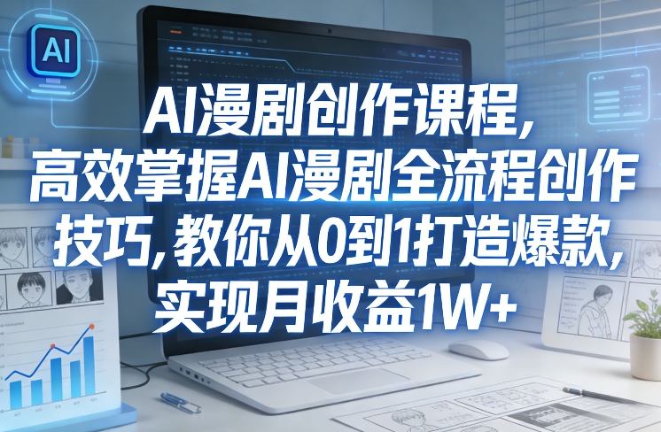 某社群AI漫剧创作课程，高效掌握AI漫剧全流程创作技巧，教你从0到1打造爆款，实现月收益1W+-润格副业网-每天分享热门副业赚钱项目