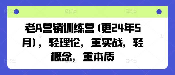 老A营销训练营(更24年12月),轻理论,重实战,轻概念,重本质-润格副业网-每天分享热门副业赚钱项目